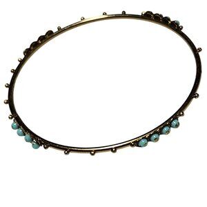 Elegant Gold Plated Bangle Bracelet Turquoise Colored Beads Fashion Jewelry